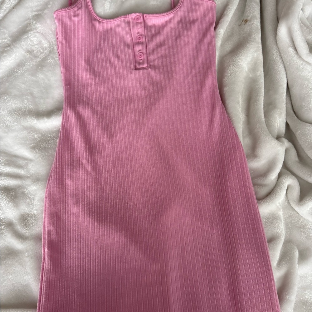 Pink Ribbed Bodycon Dress - Picture 6 of 7